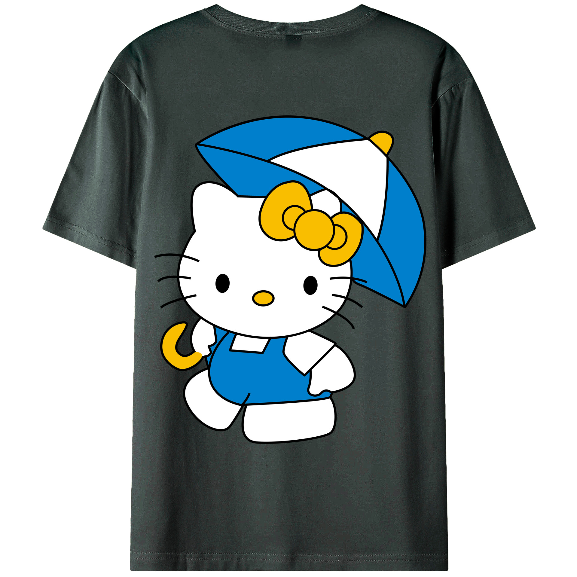 （画像用） Hello Kitty ハローキティ 綿100％ メンズ半袖Tシャツ（バックプリント） 通気性